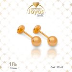 Zarcillo de Oro Enchapado Dorado Bebé  Esfera  Ancho: 0,3 Alto: 0,3 - 23143