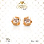 Zarcillo de Oro Enchapado Dorado Aleación Circón Solitario Verde, Rosado, Negro ó Blanco Ancho: 0,5 Alto: 0,5 - 24069