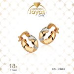 Argolla de Oro Enchapado 2 Tonos Variado  Líneas  Diámetro: 1,1 Ancho: 0,4 - 24283