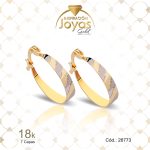 Argolla de Oro Enchapado 2 Tonos Variado  Líneas  Diámetro: 2 Ancho: 0,3 - 26773