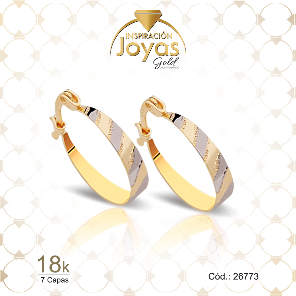 26773 Argolla de Oro Enchapado 2 Tonos Variado Líneas Diámetro: 2 Ancho: 0,3 - 26773 - Imagen 1