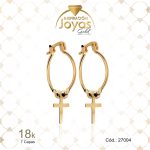 Argolla de Oro Enchapado Dorado Colgante  Cruz  Diámetro: 1,8 Ancho: 0,1 - 27004