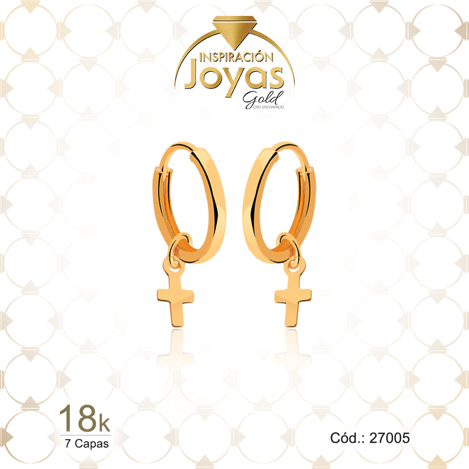 27005 Argolla de Oro Enchapado Dorado Colgante Cruz Diámetro: 1,2 Ancho: 0,2 - 27005 - Imagen 1
