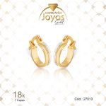 Argolla de Oro Enchapado 2 Tonos Variado  Líneas  Diámetro: 1 Ancho: 0,3 - 27013