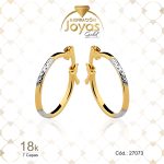 Argolla de Oro Enchapado 2 Tonos Variado  Líneas  Diámetro: 1,7 Ancho: 0,1 - 27073