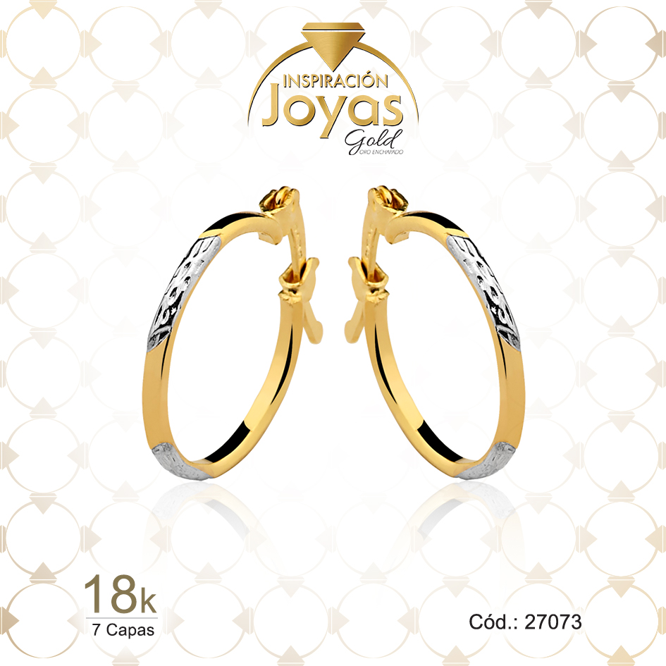 27073 Argolla de Oro Enchapado 2 Tonos Variado Líneas Diámetro: 1,7 Ancho: 0,1 - 27073 - Imagen 1