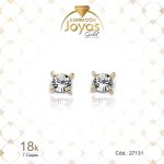 Zarcillo de Oro Enchapado Dorado Aleación Circón Solitario Blanco Ancho: 0,3 Alto: 0,3 - 27131