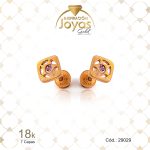 Zarcillo de Oro Enchapado Dorado Bebé Circón Rombo Rosado Ancho: 0,5 Alto: 0,5 - 29029