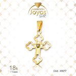 Dije de Oro Enchapado Dorado Religioso Circón Cruz  Largo: 2 Ancho: 0,1 - 45677
