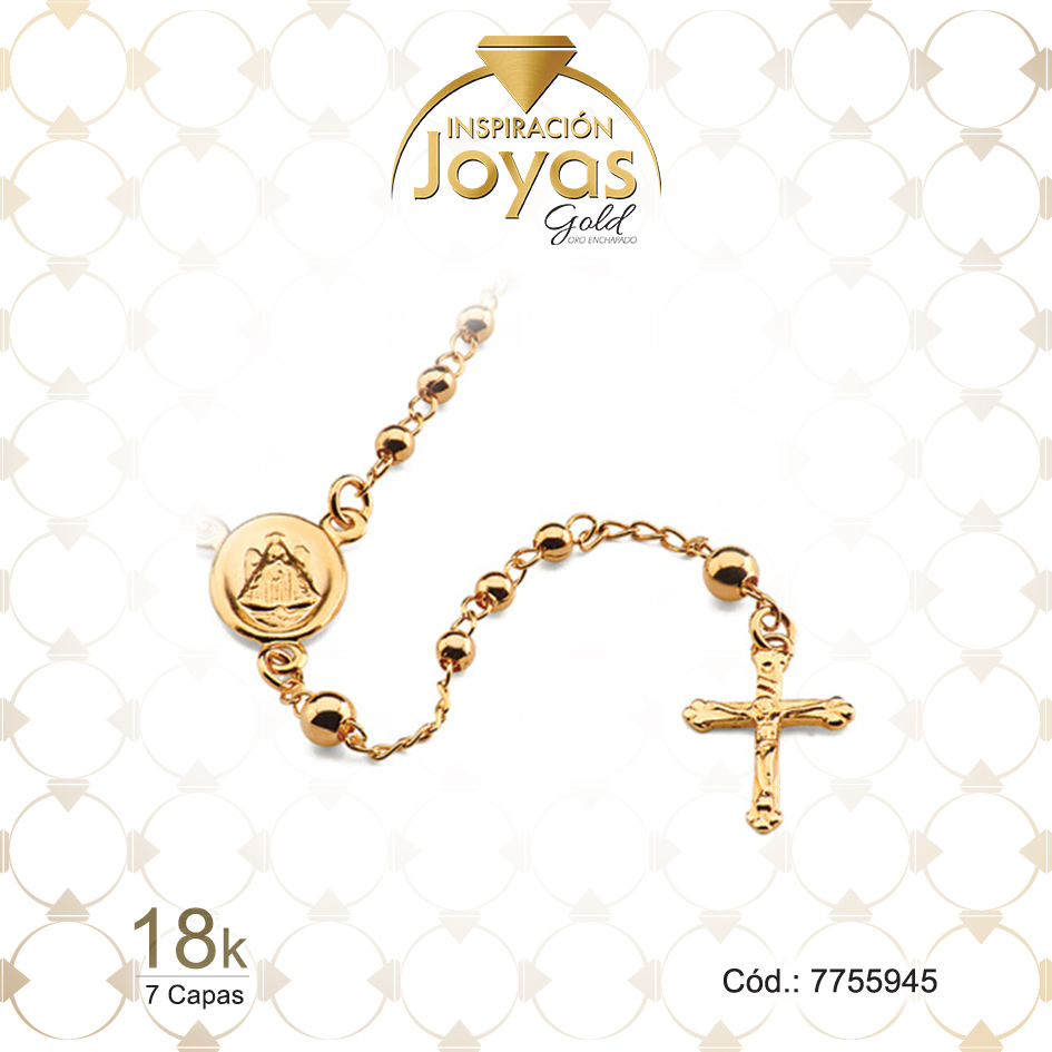 7755945 Rosario de Oro Enchapado Dorado Variado Medalla, Cruz Largo: 45 Ancho: 0,2 - 7755945 - Imagen 1