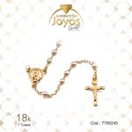 Rosario de Oro Enchapado Dorado Aleación Perla Medalla, Cruz  Largo: 45 Ancho: 0,2 - 7756245