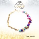 Tobillera Acero Dorado Piedras Colores  - 80008525