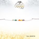 Tobillera Acero Plateado Cristales Colores - 80008729