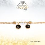 Tobillera  Acero Dama  Dorada - Doble Circulo Brillante Tornazol- Fe 25Cm - 80011125