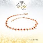 Tobillera Acero Esmalte  Ojo Dorado Rojo 25 Cm - 8071025