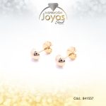 Zarcillo Acero Media Esfera Lisa Dorado Mariposa - 841557