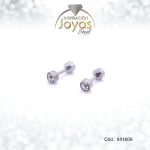 Zarcillo Acero Solitario Circon Plateado Blanco Seguridad - 841609