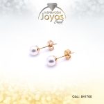 Zarcillo - Acero -  Forma De Esfera - Perla - Blanco Dorado -  Trancadero Mariposa - 841760