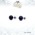 Zarcillo - Acero -  Forma De Esfera - Liso -  Negro -  Trancadero Mariposa - 841762