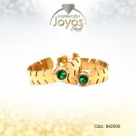 Zarcillo Acero Dorado Tipo Argolla Con Acrilico Verde - 842009