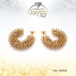 Zarcillo Acero Dorado Tipo Argolla Con Textura De Resorte - 842025