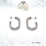 Zarcillo Acero Plateado Tipo Argolla En Forma De U Con Circon Blanco - 842047