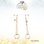 Zarcillo+Earcuff Acero Dorado Con Colgante Acrilico Blanco - 842094