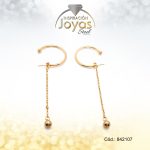 Zarcillo Acero Dorado Con Cadeneta Y Esfera Colgante - 842107