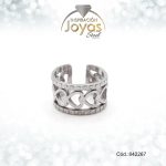 Earcuff Acero Plateado De Corazones Huecos Con Repujes Circulares - 842267