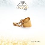 Earcuff Acero Dorado Liso Con Cadeneta - 842275