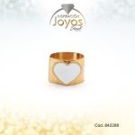 Earcuff Acero Dorado Corazon Esmalte Blanco - 842288