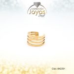 Earcuff Acero Dorado Triple Barra Liso - 842291
