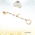 Zarcillo+Earcuff Acero Dorado Con Colgante De Llave Y Acrilico Multicolor - 842294