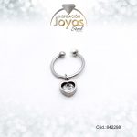 Earcuff Acero Plateado Colgante De Corazon Con Circon Blanco - 842298