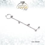 Zarcillo+Earcuff Acero Plateado Con Colgante De Esfera Lisa - 842300