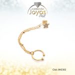 Zarcillo+Earcuff Acero Dorado De Estrella Con Circon Blanco Y Cadeneta - 842302