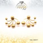 Zarcillo De Acero Dorado De Media Perla Trancadero De Maripoa Con Cinco Esfera - 842417