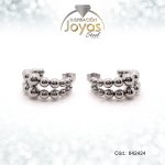 Zarcillo De Acero Plateado Doble Con Esfera  - 842424