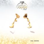 Zarcillo Dorado En Forma De Corazon Y Estrella Largo - 842442