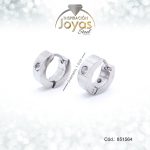 Argolla Acero Tubular Delgada Huggie/Circon Plateado Blanco Incercion - 851564