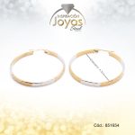 Argolla Acero Tres Tonos Borde Ancho Con Repuje De Rombo Pasador V D: 4,2 Cm - 851654