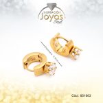 Argolla Acero Dorado Modelo Huggies Circon Transparente - 851663