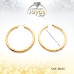 Argolla Acero Dorado Tubular Repuje D:6 Cm - 852007