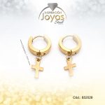 Argolla Acero Forado Huggie Lisa Colgante Cruz - 852028