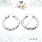 Argolla Acero Plateado Tubular Repuje 3 Lineas D: 4Cm - 852038