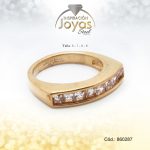 Anillo - Acero - Dorado - Cintillo - Circon Blanco -  T: 9 - 86028790