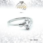 Anillo - Acero - Plateado - Solitario - Circon Blanco -  T: 8 - 86035080