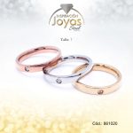 Anillo - Acero - Tres Tonos - Triple - Circon Blanco -  T: 7 - 86102070