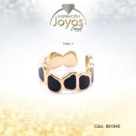 Anillo Acero Forma Abstracta Esmalte Dorado Negro Talla:  9 - 86164590