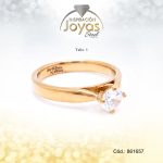 Anillo Acero Solitario Circon Dorado Blanco Talla:  8 - 86165780